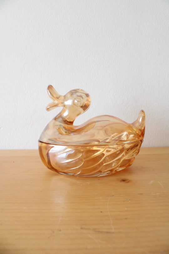 Jeannette Vintage Marigold Iridescent Carnival Candy Dish