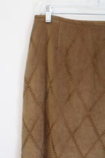 Norton McNaughton Brown Sueded Embroidered Skirt | 10 Petite