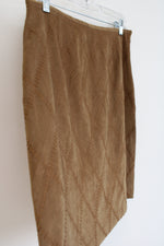 Norton McNaughton Brown Sueded Embroidered Skirt | 10 Petite