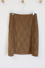 Norton McNaughton Brown Sueded Embroidered Skirt | 10 Petite