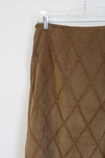 Norton McNaughton Brown Sueded Embroidered Skirt | 10 Petite
