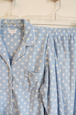 Great Northwest Clothing Company Blue & White Polka Dot Fuzzy Pajama Set | L