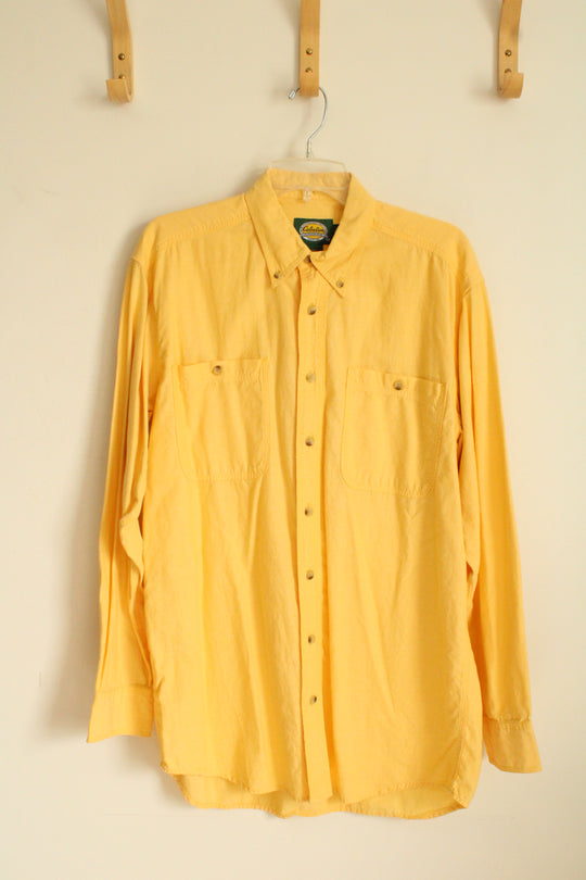 Cabela's Yellow Cotton Button down LS Collared Shirt | M-T