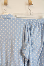 Great Northwest Clothing Company Blue & White Polka Dot Fuzzy Pajama Set | L