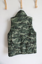 Old Navy Green Camo Fleece Lined Puffer Vest | M