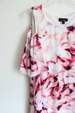 APT.9 Pink Floral Chiffon Cold-Shoulder Dress | 10
