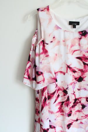 APT.9 Pink Floral Chiffon Cold-Shoulder Dress | 10