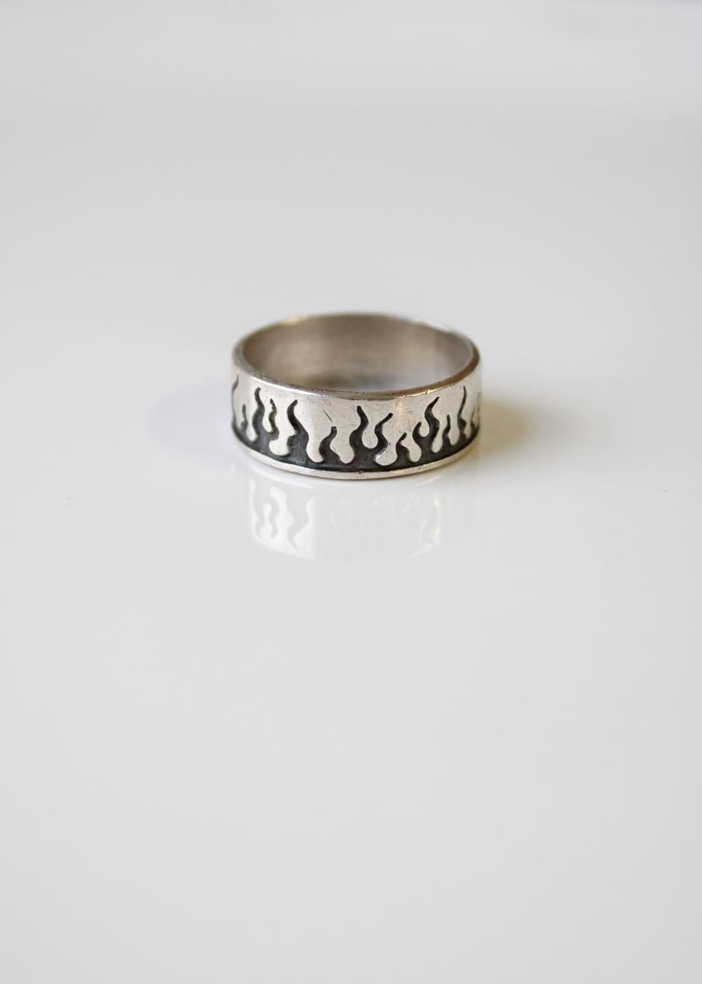 Flames Sterling Silver Band Ring | Size 12