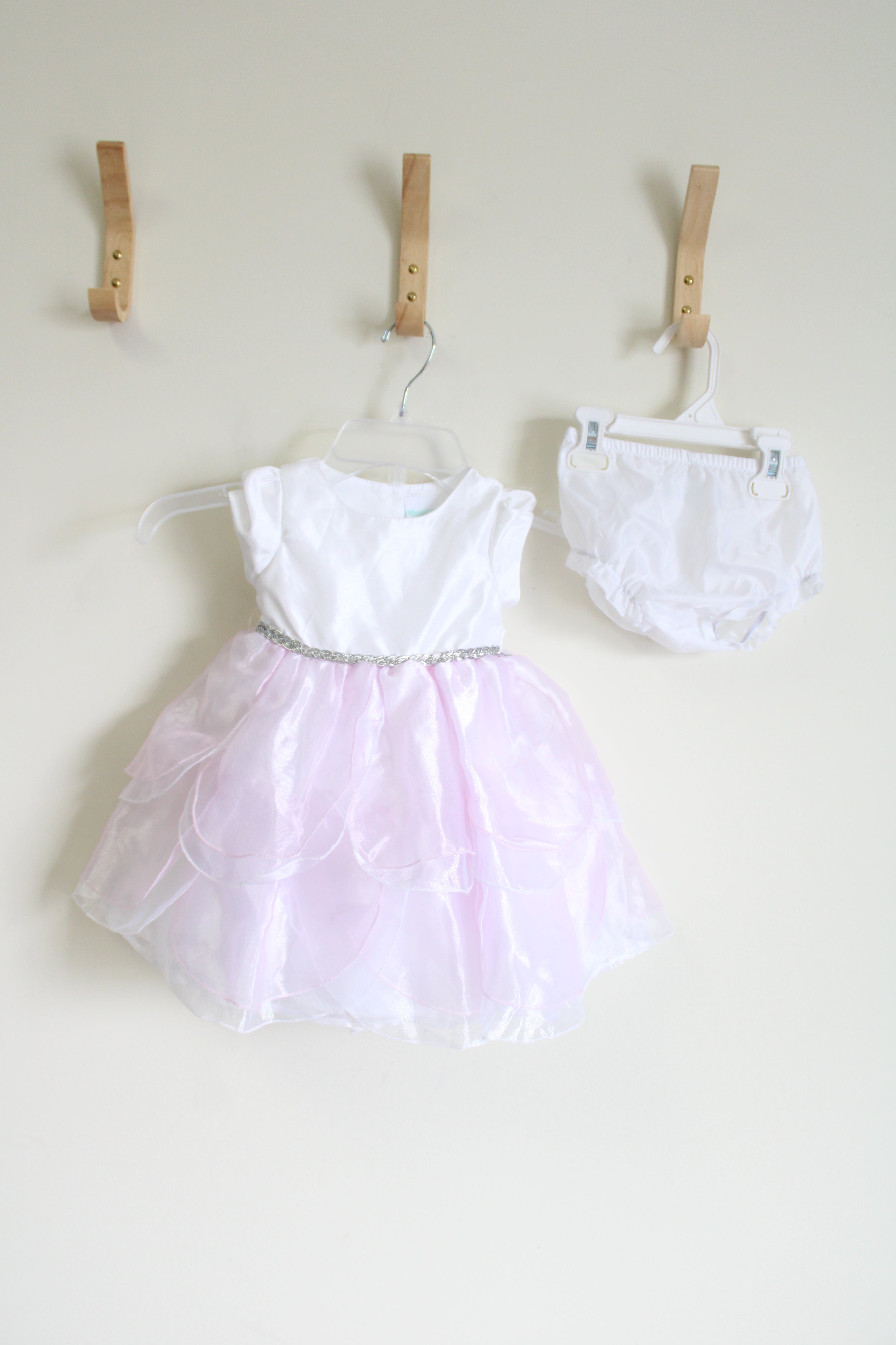 Nanette Baby White & Pink Dress & Bloomers | 18 MO