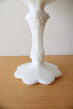 Vintage Fenton Cabbage Rose Milk White Compote Glass Dish