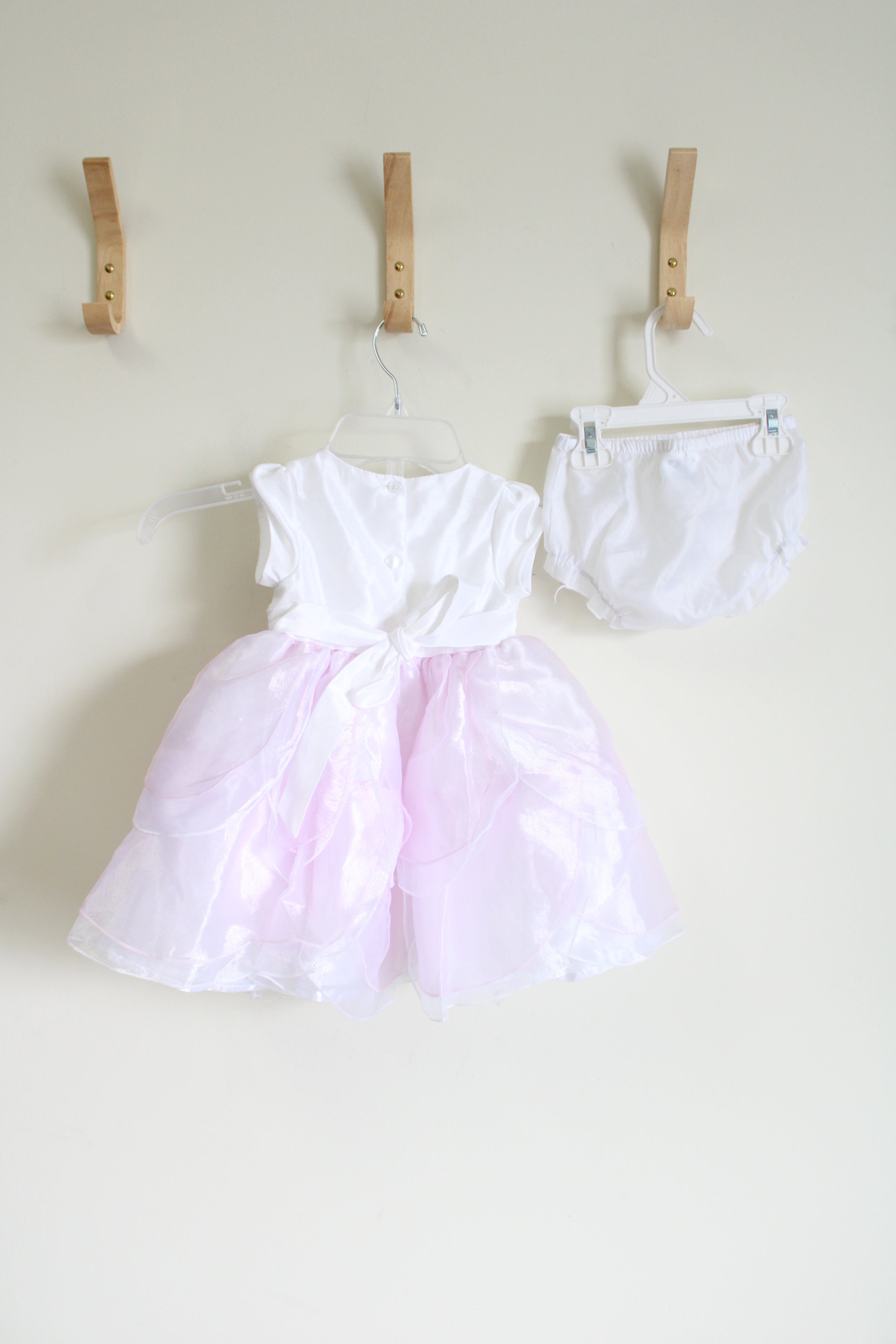 Nanette Baby White & Pink Dress & Bloomers | 18 MO