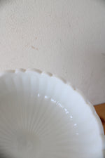 Vintage Fenton Cabbage Rose Milk White Compote Glass Dish