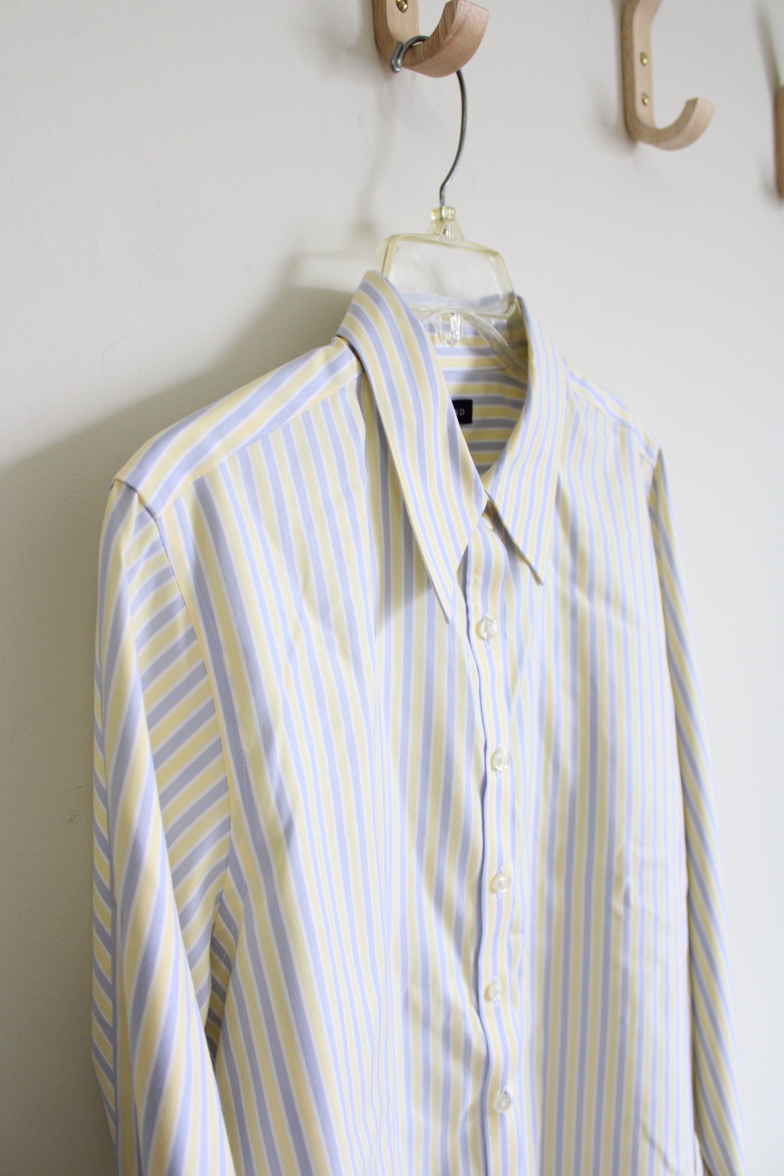 Lands' End Yellow Striped Cotton Button Down Shirt | 14