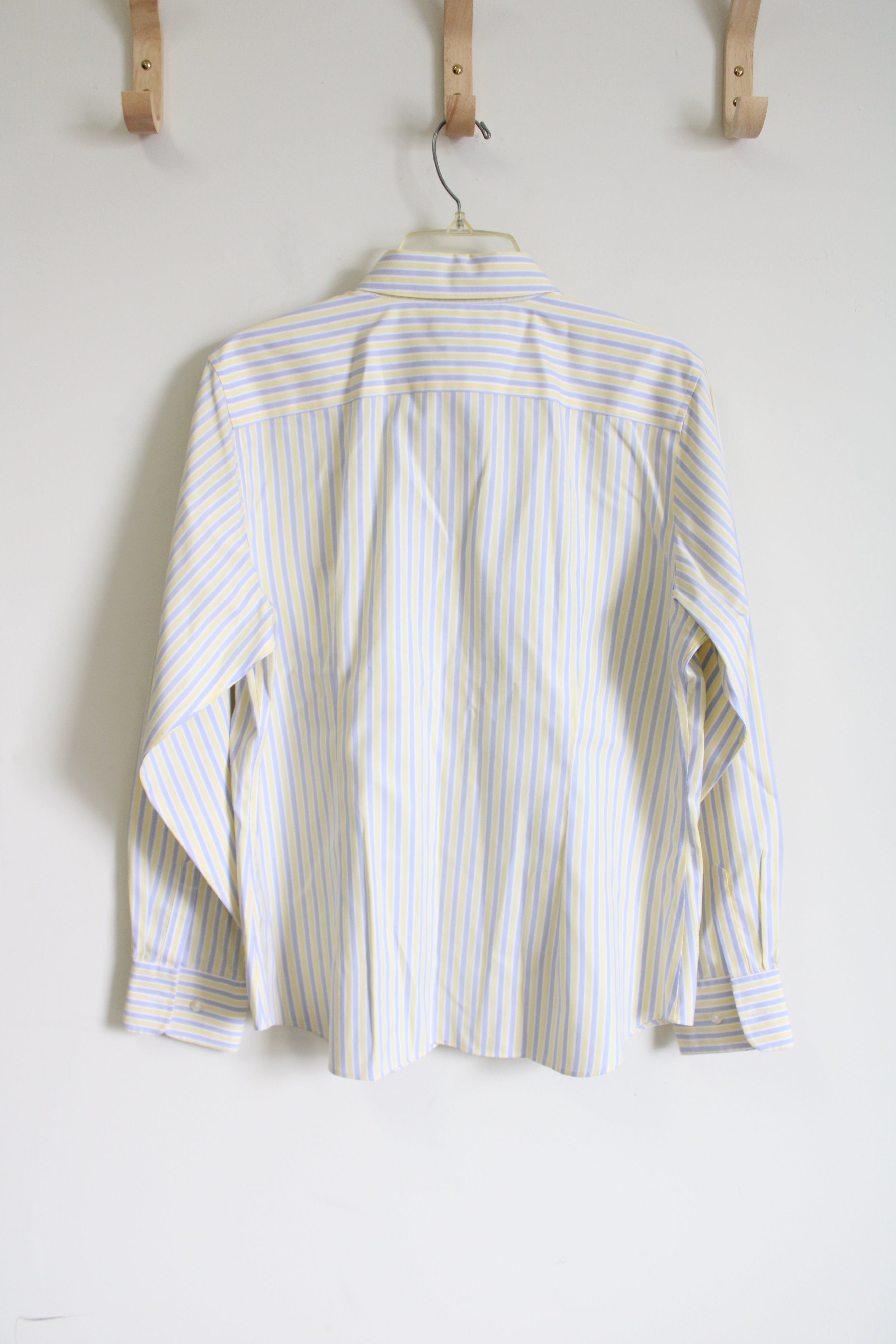 Lands' End Yellow Striped Cotton Button Down Shirt | 14