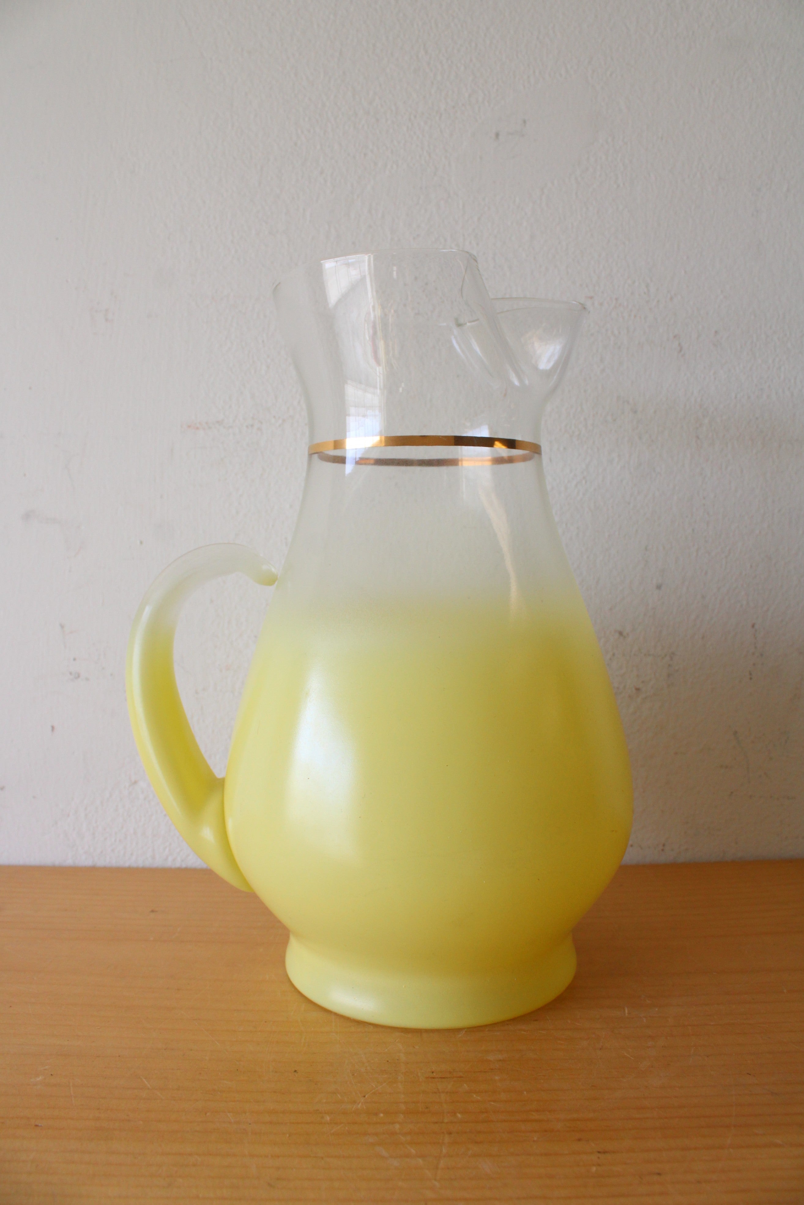 Vintage Blendo Yellow Frosted Glass Pitcher