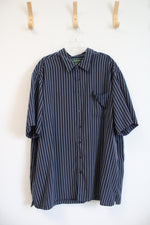 David Taylor Navy & Blue Striped Button Down Shirt | 3XL