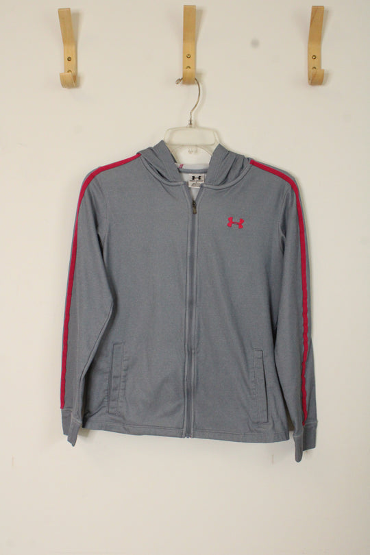 Under Armour Gray and Pink Zip-down Hoodie  | S