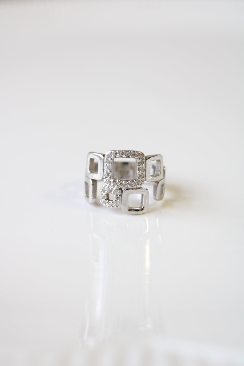 Squares Band Sterling Silver Ring | Size 8