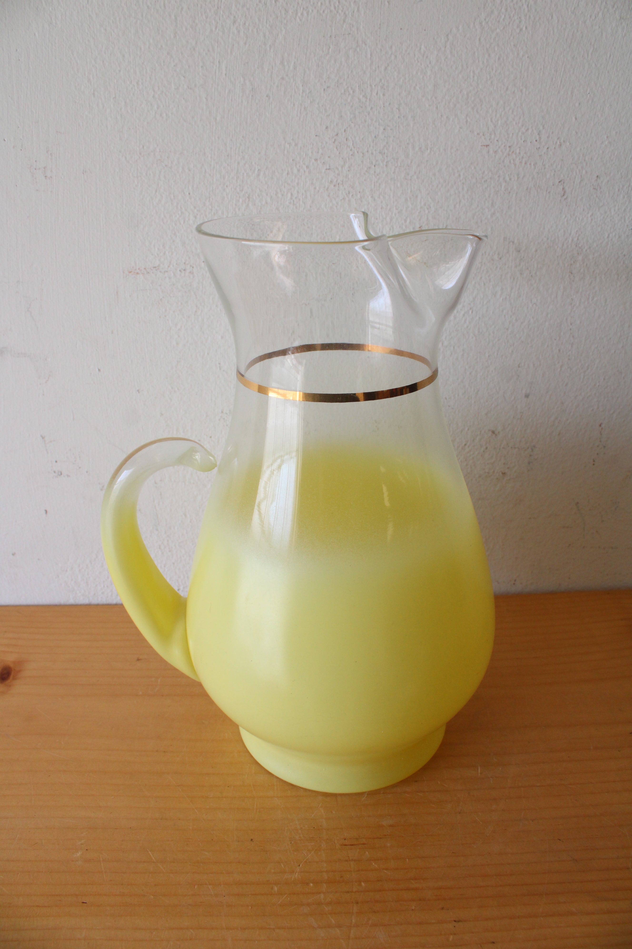 Vintage Blendo Yellow Frosted Glass Pitcher