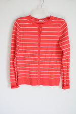 Gap Coral Pink White Striped Cardigan | S