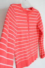 Gap Coral Pink White Striped Cardigan | S