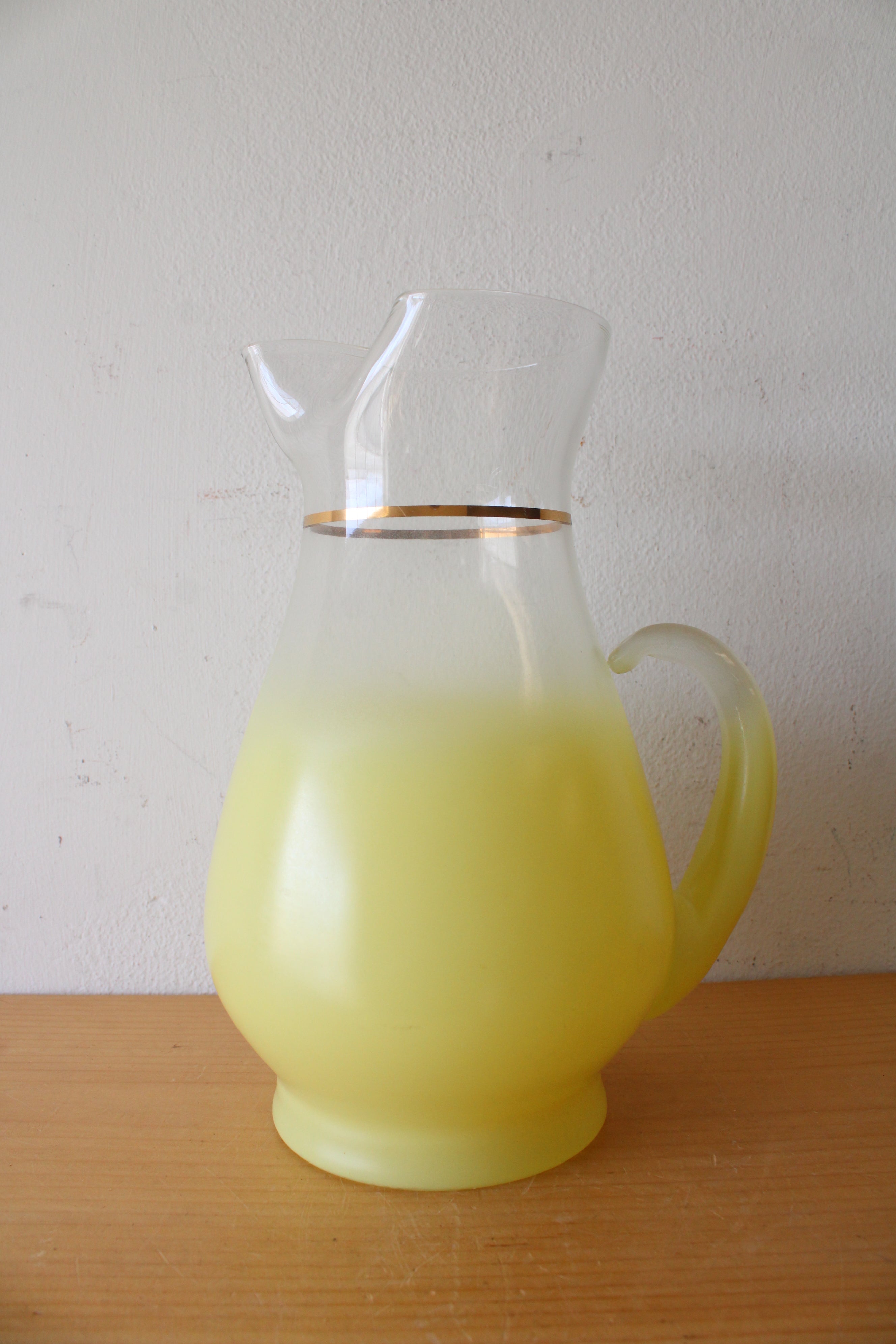 Vintage Blendo Yellow Frosted Glass Pitcher