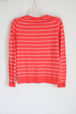 Gap Coral Pink White Striped Cardigan | S