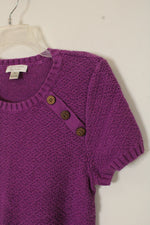 Christopher & Banks Purple Knit Short-sleeve Sweater Top | S