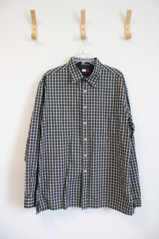 Tommy Hilfiger Green Blue Yellow & White Plaid Button Down Shirt | XL