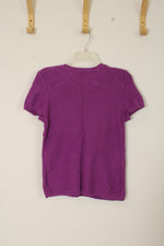 Christopher & Banks Purple Knit Short-sleeve Sweater Top | S