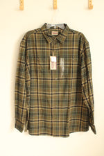 NEW Redhead Green Plaid Button Down Flannel Cotton Shirt | XL