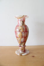 Vintage Pink Onyx Marble Vase & Goblet Set
