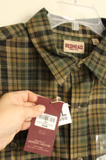 NEW Redhead Green Plaid Button Down Flannel Cotton Shirt | XL