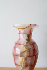 Vintage Pink Onyx Marble Vase & Goblet Set