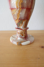 Vintage Pink Onyx Marble Vase & Goblet Set