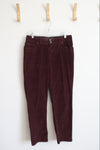 Sonoma Modern Straight Maroon Cordery Pants | 8 Short