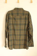 NEW Redhead Green Plaid Button Down Flannel Cotton Shirt | XL