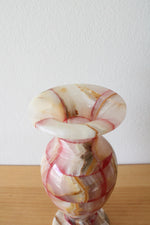 Vintage Pink Onyx Marble Vase & Goblet Set