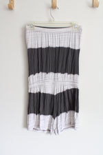 New York & Co. Gray White Striped Tie Dye Style Romper | XS