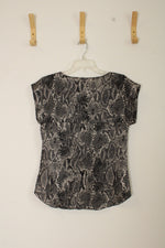 Express Gray and Black Snake Print Sateen Top | S