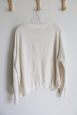 American Eagle White Lightweight Henley Shirt | L