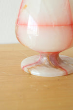 Vintage Pink Onyx Marble Vase & Goblet Set