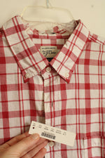NEW J. Crew Light Red and White Plaid Button Down Shirt | XL-T