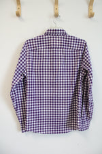 Hollister Purple & White Checkered Button Down Shirt | S