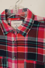 Sonoma Pink and Green Plaid Long-sleeve Button-down Shirt | M