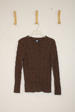 Lands' End Brown Long-sleeve Cable Knit Sweater | S