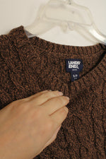 Lands' End Brown Long-sleeve Cable Knit Sweater | S