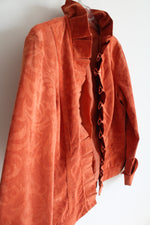 Chico's Orange Corduroy Ruffle Open Jacket | 1 (M)