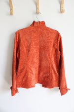 Chico's Orange Corduroy Ruffle Open Jacket | 1 (M)