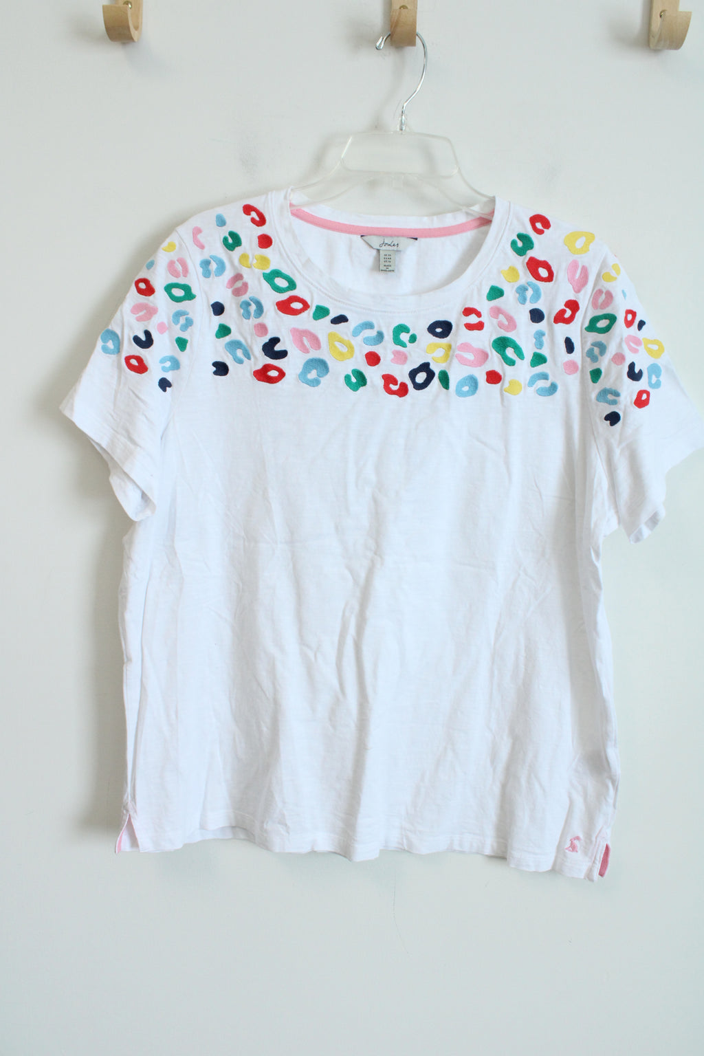 Joules Carley White Leopard Embroidered Tee | 16
